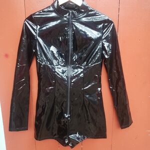 Shein faux latex hot pants bodysuit